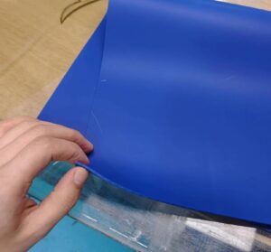 blue silicone coated fabric sample